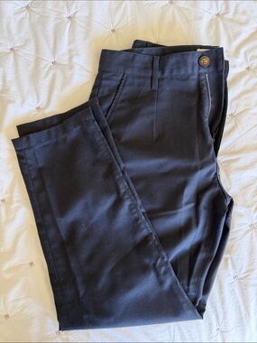Men's Navy Dress Pants - Tailored Flat-Front Trousers